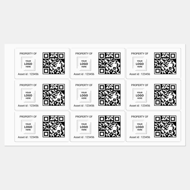QR Code Asset ID Company Property Label Style (Sheet)