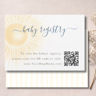 QR Code Baby Registry Sunshine Baby Shower Thank You Card