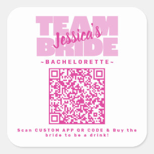 QR Code Bachelorette Party Buy Drink Team Bride Square Sticker