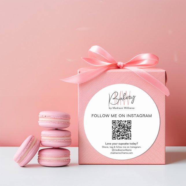 QR Code Bakery Monogram Logo Business Sticker (Creator Uploaded)