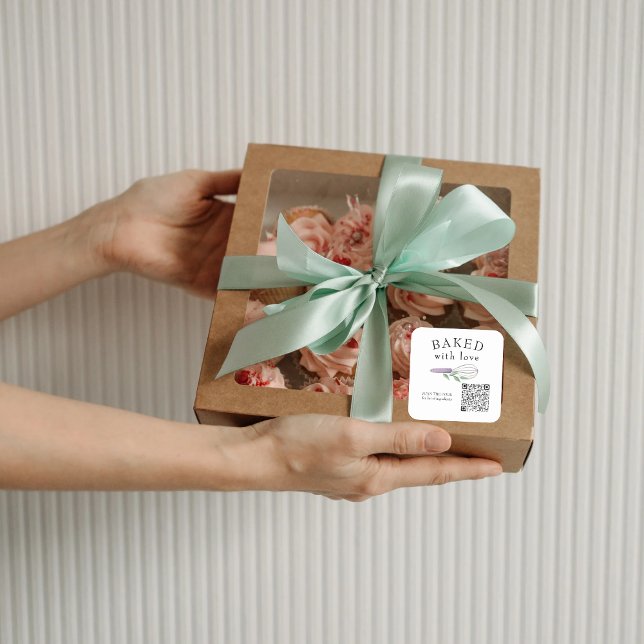 QR Code Baking Food Business Scan Ingredients List Square Sticker (Creator Uploaded)