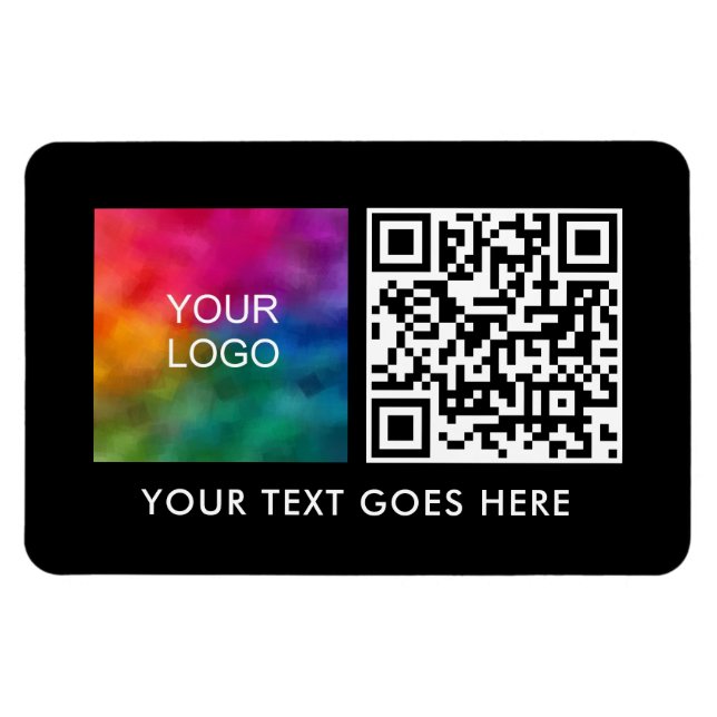 QR Code Barcode Business Logo Text Name Template Magnet (Horizontal)