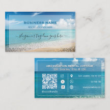 QR Code Beach Elegant Spa Travel Business Card