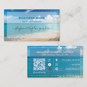 QR Code Beach Elegant Spa Travel Business Card