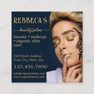 QR Code Beauty Salon Photo Business Square Business Card