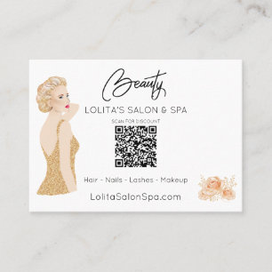 *~* QR code Beauty Salon Spa Woman Floral Glam AP5 Business Card