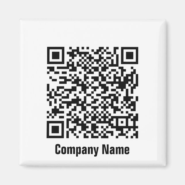 QR Code Black and White Business Text Template Magnet (Front)