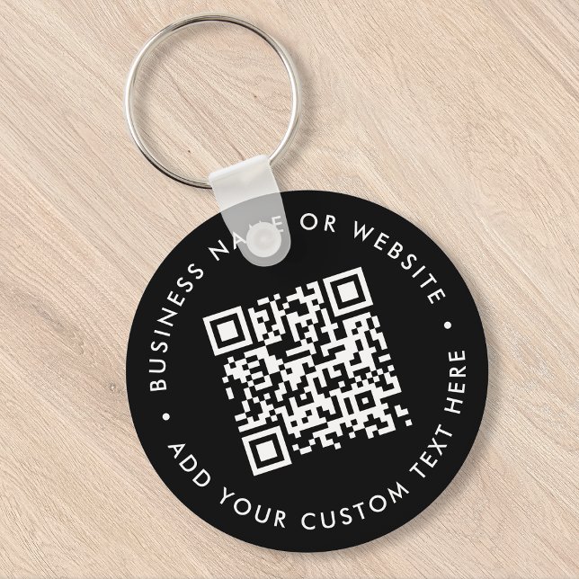 QR Code | Black Business Modern Budget Round Key Ring (Creator Uploaded)