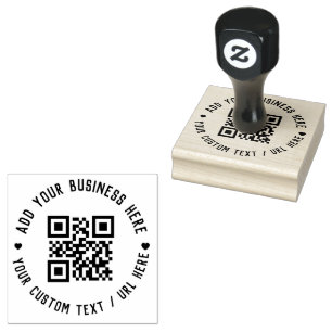 QR Code Black Business Modern Budget Round Rubber Stamp