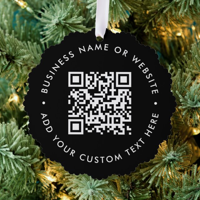 QR Code | Black Business Modern Christmas Tree Decoration Card (Insitu (Tree))