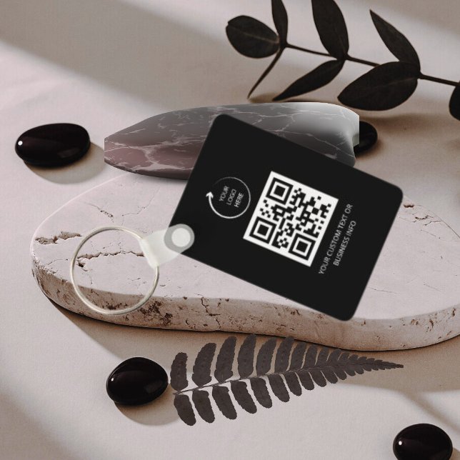 QR Code| black Business Professional Simple Logo Key Ring (Creator Uploaded)
