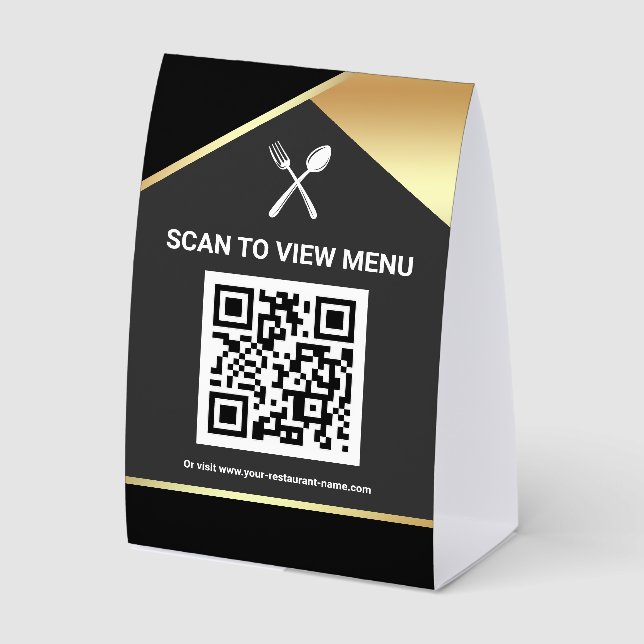 QR Code Black Gold Digital Menu for Restaurants (Front)