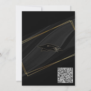 QR Code Black Gold Graduation Party Invitation