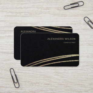 QR Code Black Gold Signature Elegant Professional Business Card