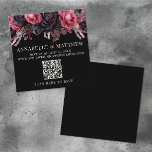 QR Code Black Gothic Wedding RSVP Enclosure Card