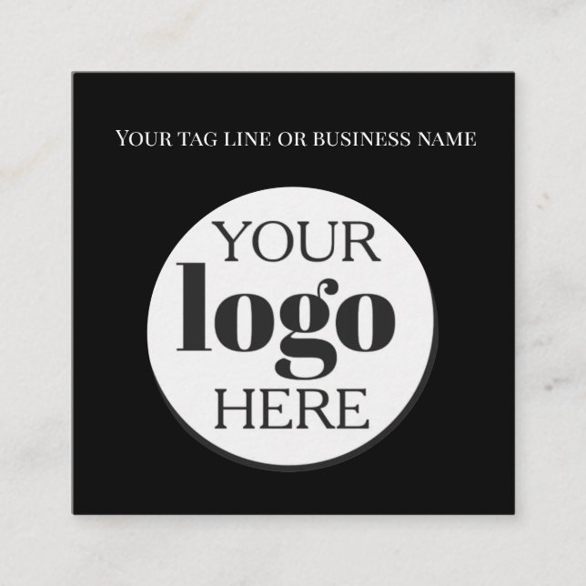 QR Code Black Logo Simple White Square Business Card (Front)