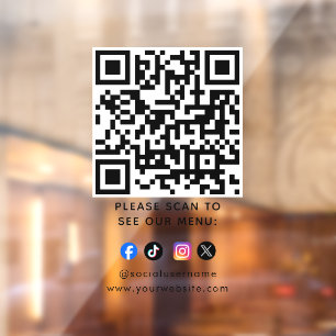QR Code Black Menu Logo Contactless Modern Cafe
