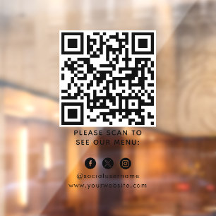 QR Code Black Menu Logo Contactless Modern Cafe 