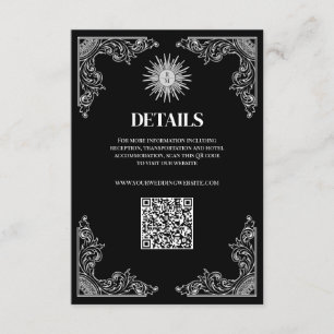 QR Code Black Minimal Wedding Details  Enclosure Card