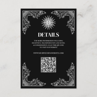 QR Code Black Minimal Wedding Details  Enclosure Card