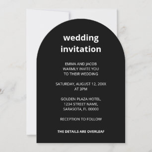 QR Code Black Minimalist All In One Wedding Invitation