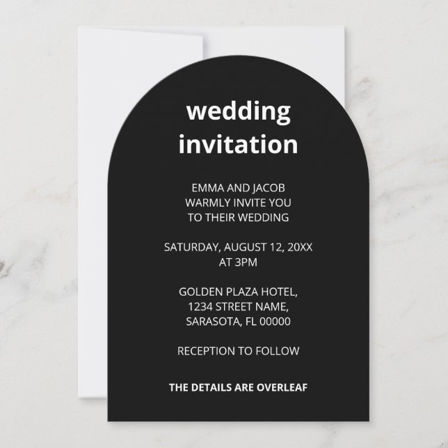 QR Code Black Minimalist All In One Wedding Invitation (Front)