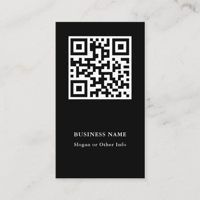 QR Code Black Modern Business Card (Front)
