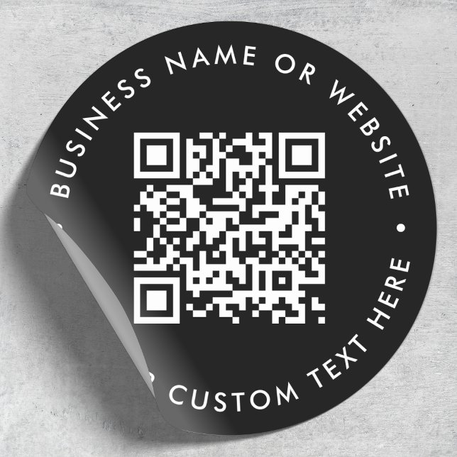 QR Code | Black Modern Minimalist Business Classic Round Sticker (Creator Uploaded)