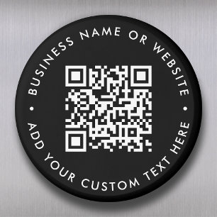 QR Code   Black Modern Minimalist Round Magnet