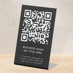 QR Code   Black Modern Minimalist Simple Business Pedestal Sign