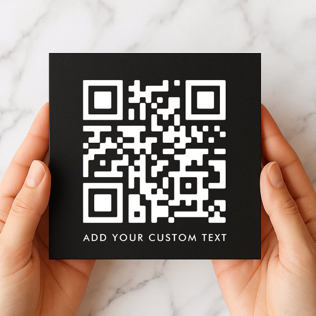 QR Code | Black Modern Minimalist Stylish Square  Invitation (Versatile editable square invitation template with interactive QR code for business or personal use.)