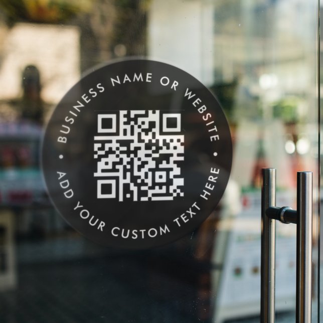 QR Code | Black Modern Stylish Business Store (Interactive editable QR code window clings to promote your business, products or services.)