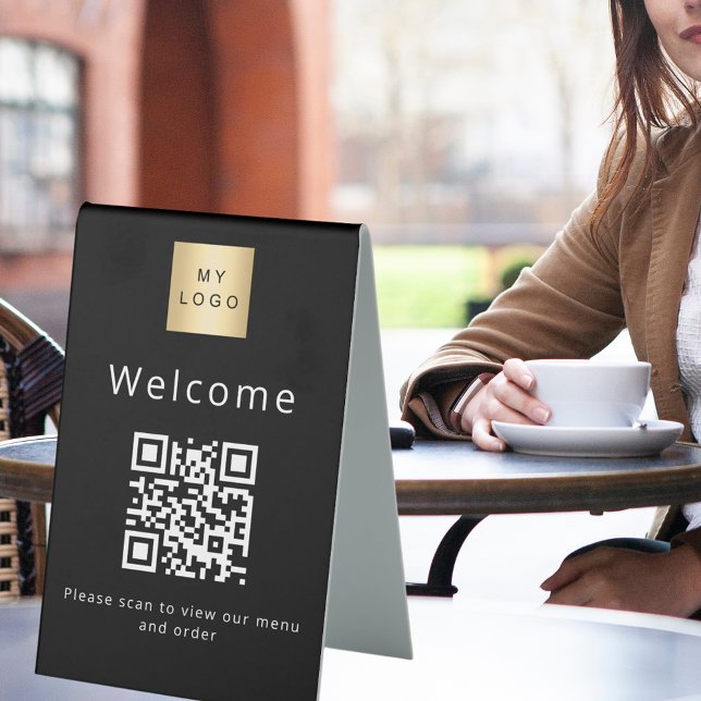 QR code black restaurant cafe bar scan menu (Creator Uploaded)