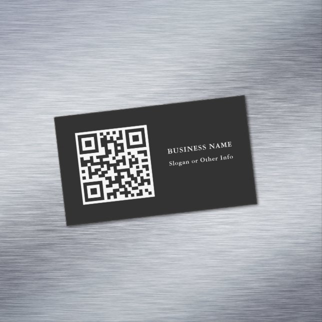 QR Code Black Simple Business Card Magnet (In Situ)