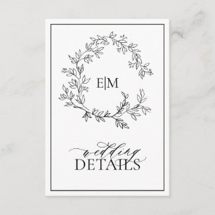 QR Code Black White Leafy Crest Monogram Details Enclosure Card
