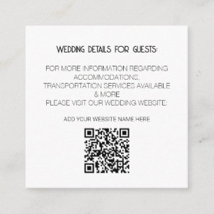 QR Code Black White Modern Wedding Details Minimal Enclosure Card