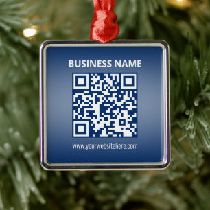 QR Code   Blue (or any color) Gradient Metal Ornament