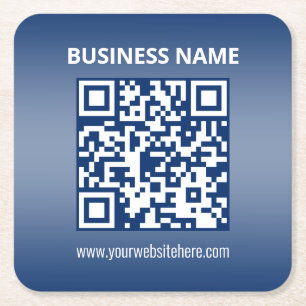 QR Code   Blue (or any colour) Gradient Square Paper Coaster
