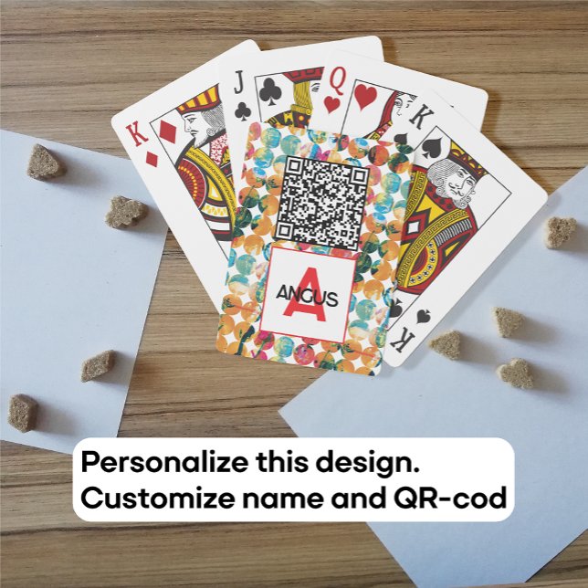 QR-code Blue Orange Grunge Circle Abstract Modern Playing Cards (Creator Uploaded)