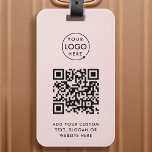 QR Code | Blush Pink Business Logo Professional Luggage Tag<br><div class="desc">A simple custom blush pink business QR code luggage tag template in a modern minimalist style which can be easily updated with your company logo,  QR code and custom text,  eg. scan me to...  #QRcode #logo #luggagetag #business</div>