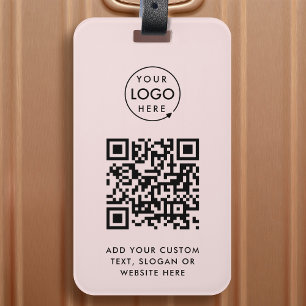 QR Code   Blush Pink Business Logo Professional Luggage Tag