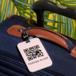 QR Code Blush Pink Feminine Scannable Contact Info Luggage Tag<br><div class="desc">This blush pink QR code design features a feminine and modern style with a scannable contact layout for lost luggage. Combining practicality with elegance, it allows travelers to easily share their information while keeping a chic aesthetic. Perfect for frequent travelers, women who love minimalist design, or anyone who values both...</div>