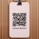 QR Code Blush Pink Feminine Scannable Contact Lost Luggage Tag<br><div class="desc">A simple stylish custom QR code luggage tag design in a modern minimalist typography on a simple blush pink background. The QR code and name can easily be personalised to make a design as unique as you are! The perfect bespoke gift or accessory to ensure that your luggage is safely...</div>