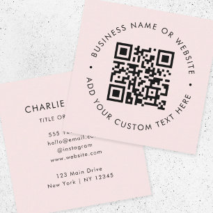 QR Code Blush Pink Modern Professional Square Business Card
