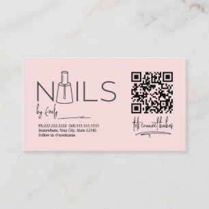 QR Code Blush Pink nail salon Manicurist  Appointment Card