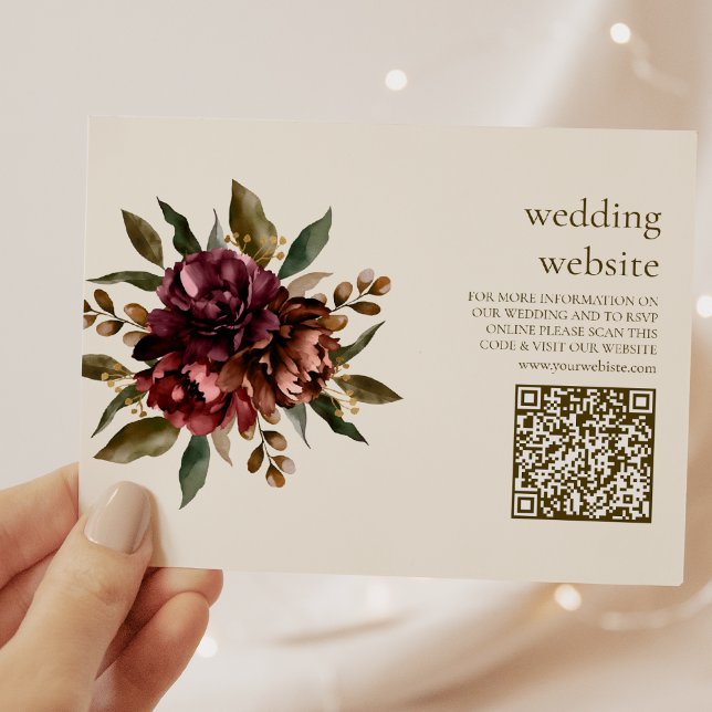 Qr code Boho Autumn Wildflower Botanical Wedding  Enclosure Card (Creator Uploaded)