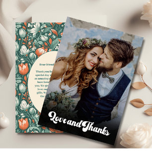 QR Code Boho Chic Retro Colourful Floral Wedding  Invitation