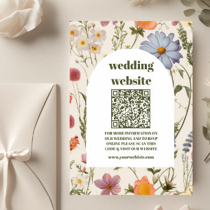 qr code Boho Wildflower Botanical Wedding Enclosure Card
