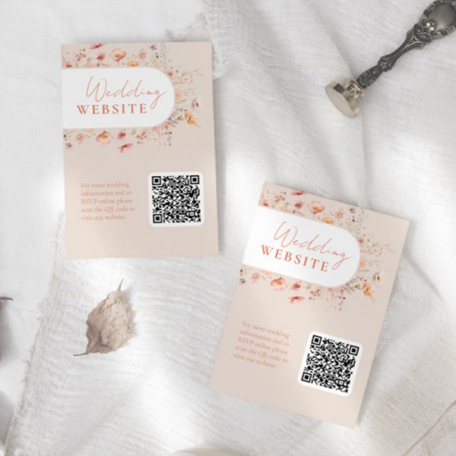 QR Code Boho Wildflower Wedding Website Enclosure Card (Creator Uploaded)