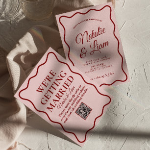 QR Code Bold Modern Colourful Whimsical Wedding Invitation